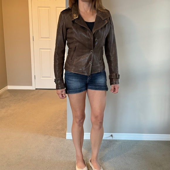 Danier Italian Leather Brown Biker Moto Jacket - Picture 11 of 16